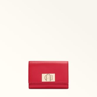 Furla 1927 Compact Wallet M Ruby Red Textured Leather Woman