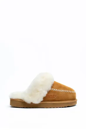 Osprey Osprey London Dames The Celeste Kastanje Su&egrave;de Pantoffel