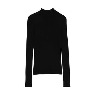 Twinset Ribgebreide coltrui jumper - Dames - Coltruien - Zwart - S - Polyester - Truien & Vesten