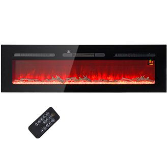 HOMCOM Homcom Caminetto Elettrico 1800w A Incasso Con Telecomando 152.4x15.8x45 Cm Nero