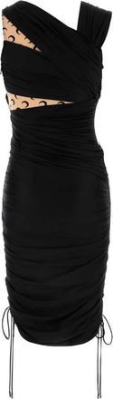 Marine Serre Womens Draped Dress Black Nylon Elastane