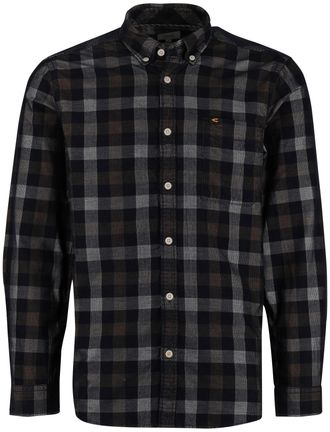 Camel Active Camel Active Overhemd bruin wit geruit button-down collar