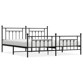 Berkfield Home Metal Bed Frame with Headboard & Footboard Black 200x200 cm
