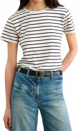 Nili Lotan Lana Crewneck Tee In Natural Navy