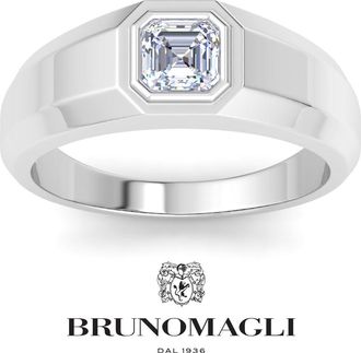 Bruno Magli Mens 1 Carat Lab Grown Diamond Solitaire Ring In Sterling Silver