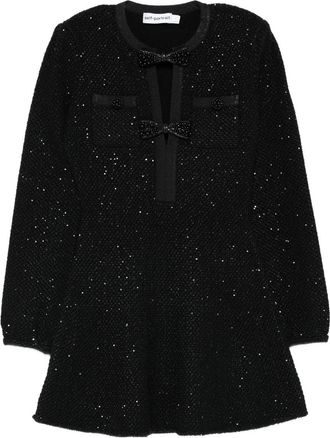 Self Portrait Black Sequin Knit Mini Dress