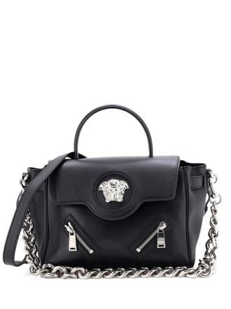 Versace La Medusa Top Handle Bag Leather with Zipper Detail Medium satchel - Black