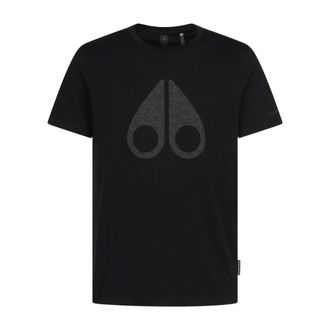 Moose Knuckles Tops, Heren, Zwart, L, Katoen, Chamblee Leaf Tee