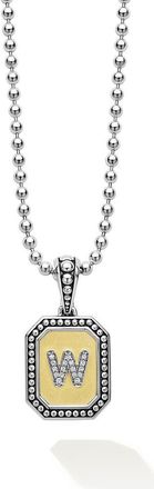 Lagos Signature Caviar Diamond Initial Pendant Necklace in Two-Tone W at Nordstrom