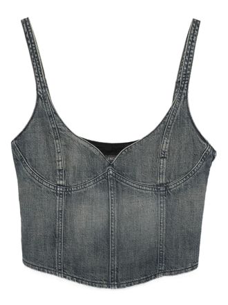 Balenciaga denim bustier top - women - Cotton - 36 - Blue