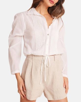 Bella Dahl Pintuck Crop Button Down Shirt In White