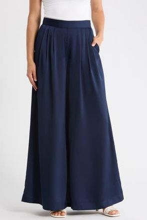Ted Baker Pleated Front Wide Leg Pants in Classic Navy at Nordstrom Rack, Size 14
