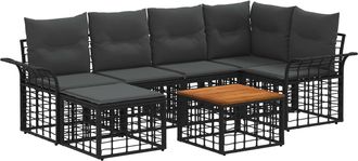 vidaXL Conjunto De Sof&aacute;s De Exterior 7 Uds. Negro Y Gris Oscuro Vidaxl