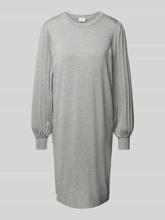 Kaffe Knielanges Kleid mit Puffärmeln Modell Alone in Hellgrau, Größe XS