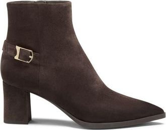 Santoni Womens Suede Mid-Heel Ankle Boot with Decorative Strap in Dark Brown at Nordstrom, Size 9