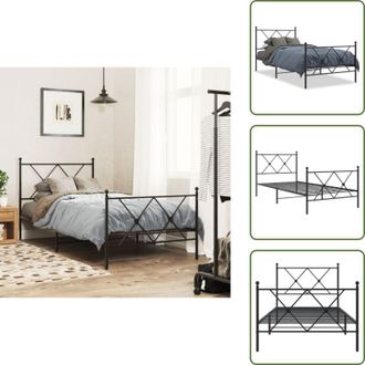 vidaXL The Living Store Giroletto con Testiera e Pediera Metallo Nero 90x200 cm - Letto con testiera