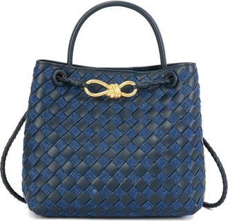 Tiffany & Fred Woven Leather & Denim Top Handle Bag