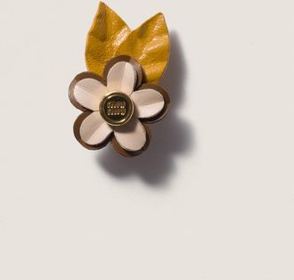 Miu Miu Leather floral brooch