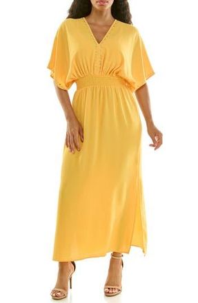 Nina Leonard Crystal Maxi Dress in Banana at Nordstrom Rack, Size X-Large
