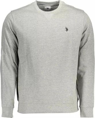U.S.Polo Association Grijze Katoenen Trui met Logo Borduursel - Heren - Sweatshirts - Grijs - 2XL - Katoen - Hoodies & sweatvesten
