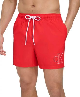 Calvin Klein Outline Logo Volley Swim Trunks Mens Red 5 Quick Dry FTS1650