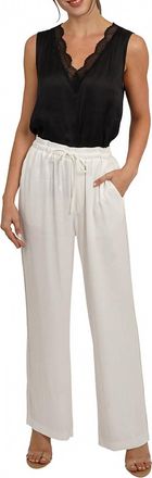 Love Token Drawstring Wide Leg Pants In White