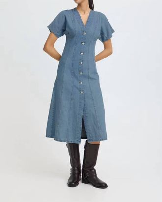 b.young Bykapuca Dress In Mid Blue Denim