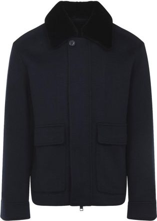 Yves Salomon Navy Blue Mink Down Jacket With Detachable Collar