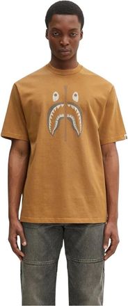 A Bathing Ape Garment Dye Shark Relaxed Fit T-shirt - Heren - T-shirts - Bruin - L - Katoen - Tops