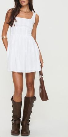 Princess Polly Lorinda Organic Cotton Minidress in White at Nordstrom, Size 10