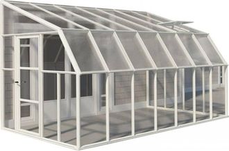 Palram Lean To Greenhouse Sun Room Clear 8X14 - L446 x W257 x H266 cm in White
