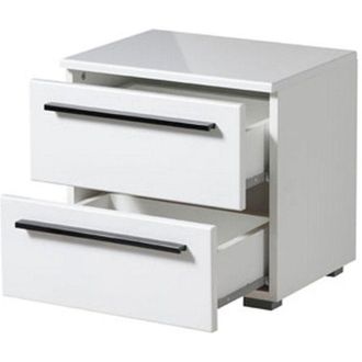 Dmora Comodino Mosso, 2 Cassetti, un Ripiano, Apertura Scorrevole, 44.5x33.5x42.5h cm Bianco