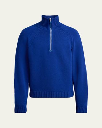 Tom Ford Mens Cashmere and Wool Raglan Sleeve Half-Zip Sweater