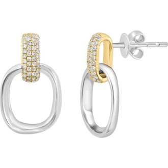 Effy 14K Gold Plated Sterling Silver Pav&eacute; Diamond Doorknocker Drop Earrings - 0.25ct. in Silver Multi at Nordstrom Rack