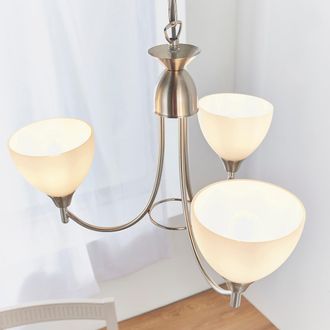 Endon Lighting Alton - Sospensione A Soffitto A 3 Luci Multibraccio Cromo Satinato, Vetro Opalino Opaco, Attacco E14