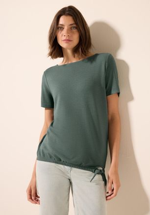 Cecil T-Shirt CECIL, Damen, Gr. XS (36), gr&uuml;n (balmy khaki), Jersey, Obermaterial: 66% Viskose, 31% Polyester, 3% Elasthan, Strukturmuster, unifarben, regul