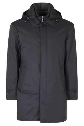Moorer Dark Blue Ralli Ads Polyester Hooded Jacket