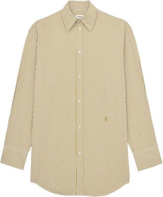 Saint Laurent Shirts, female, Green, 2XS, Striped Cotton Shirt