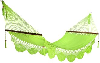 Hamac del sol Hamaca de madera nicarag&uuml;ense - verde - 100% algod&oacute;n - 100 x 360 cm