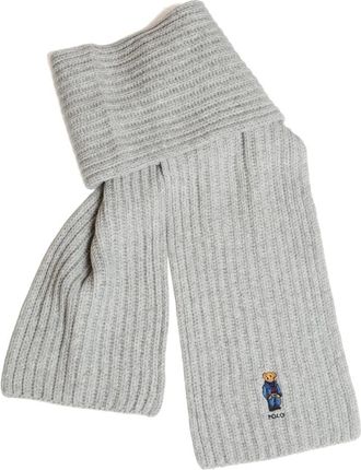 Polo Ralph Lauren Accessoires, Dames, Grijs, ONE Size, Wol, Polo Bear Rib-Knit Sjaal