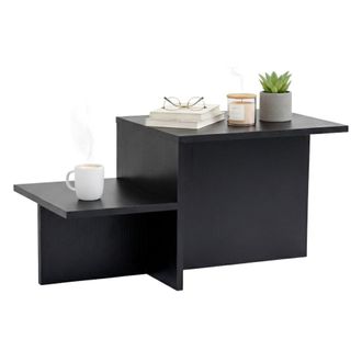 Dmora Mesa De Caf&eacute; Cantello, Mesa De Centro Baja, Revistero Para Sof&aacute;, Estante De La Sala De Estar, 80x40 H40 Cm, Negro - Dmora