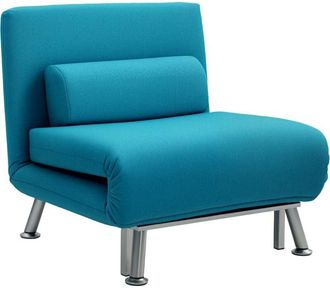 HOMCOM Homcom - Folding 5 Position Convertible Sleeper Chair Bed Dark Blue