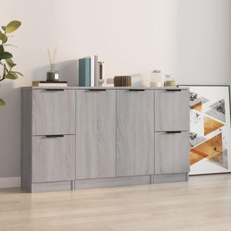 vidaXL Aparadores 3 Piezas Madera Contrachapada Gris Sonoma Vidaxl