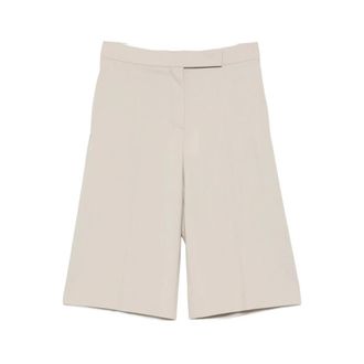 Max Mara Lange Shorts - Dames - Korte Broeken - Beige - 2XS - Leer - Korte Broeken