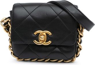 Chanel Pre-owned Womens Quilted Leather Belt Bag - Black - One Size