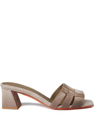 Santoni Sandali in pelle con tacco largo - Toni neutri