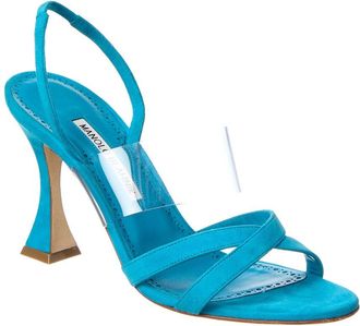 Manolo Blahnik Soliaro 90 Suede & Vinyl Slingback Sandal