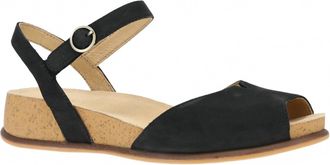Dansko Womens Cass Milled Nubuck Sandal In Black