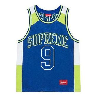 SUPREME Terry Basketball Jersey Blue Green SUP-SS21-786