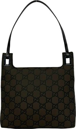 Gucci Brown Canvas Leather Handbag Shoulder Bag Tote Bag (Pre-Owned)